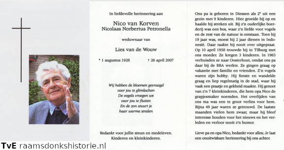 Nicolaas Norbertus Petronella van Korven- Lies van de Wouw